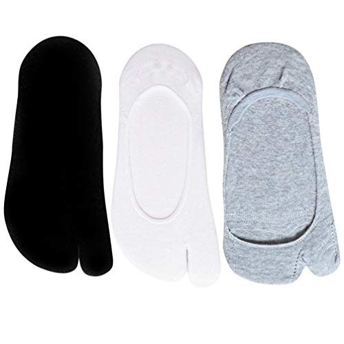 KESYOO 3 Pairs Tabi Socks Flip-flop Socks Non Slip No Show Socks Flat Boat Line for Women Girls