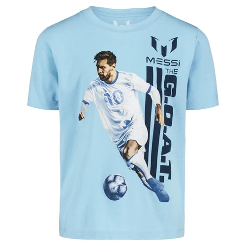 Image of Messi Boys' Lifestyle Short Sleeve T-Shirt, Slim-fit Graphic Tee, Cotton Blend Fabric