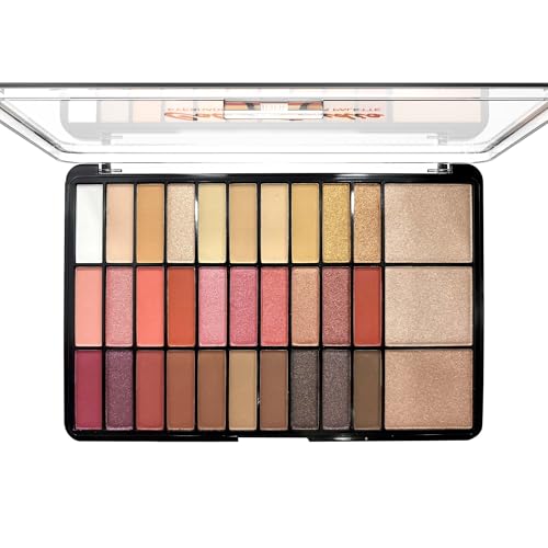 Shryoan Color Studio Eyeshadow & Highlighter Palette | 30 Colorful Shimmer Eyeshadow & 3 Highlighter | Highly Pigmented & Shimmery Matte Finish | 38 gm (Shade-01)