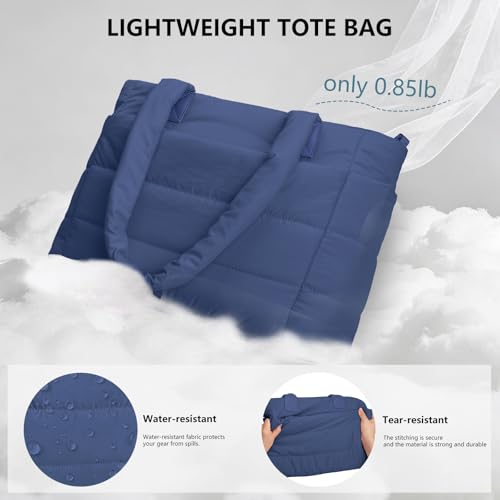 Image of Puffer Tote Bag for Women Quilted Nurse Bag Lightweight Work Bag for Teacher Travel Handbag with Multiple Pockets
