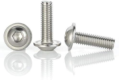 MewuDecor M6-1.0 x 25mm Flanged Button Head Socket Cap Screws Bolts, Stainless Steel 18-8 (304), Full Thread, Allen Socket Drive, 50 PCS