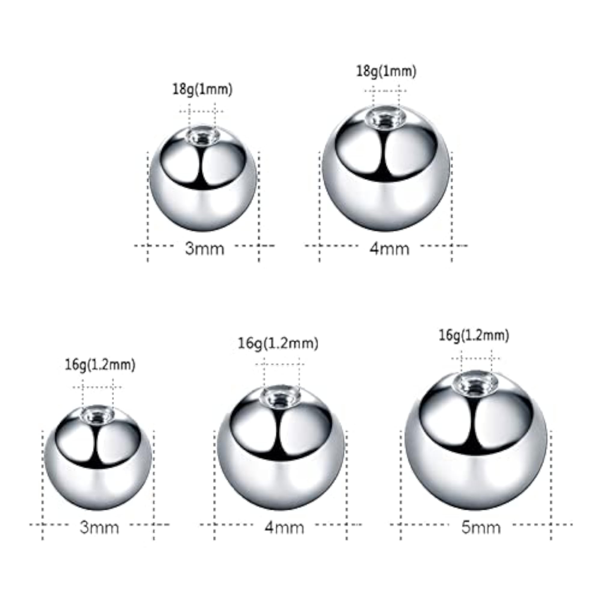 High Polished Stainless Steel Earring Ball Screw Replacement