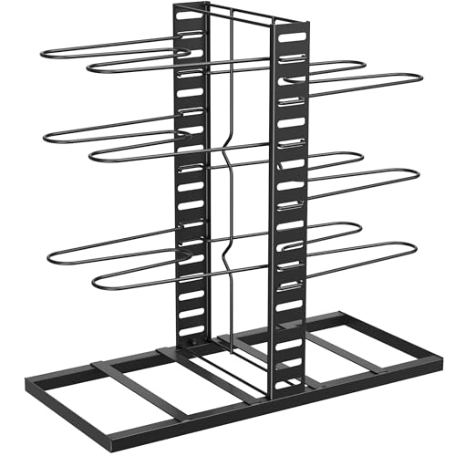 Image of Amazon Brand - Umi Pot & Pan Organizer Rack for Cabinet - Stackable Adjustable Cookware Organizer with Pot Lid Holder, Heavy-Duty Pan Rack for Kitchen Cabinet Storage