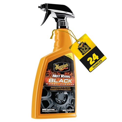 Meguiar's Hot Rims Black Wheel Cleaner, Deep Foaming Gel Specially Formulated to Effectively Clean Matte, Gloss, Satin, and Chrome Black Wheels, 24 Oz Spray Bottle