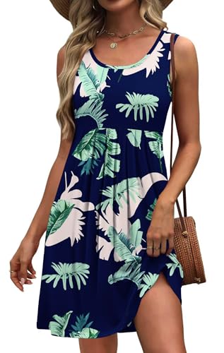 Image of Akihoo Women Summer Casual Sleeveless Midi Plain Pleated Tank Vest Dresses