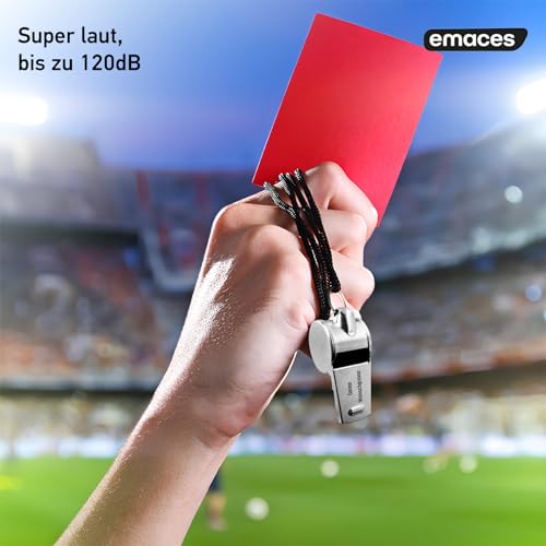 EMACES® Trillerpfeife aus Edelstahl mit Wunschgravur - perfekt als personalisiertes Geschenk für Männer und Frauen - Ideal für Sport, Training, Schiedsrichter, Lehrer und mehr