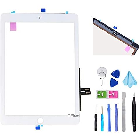 T Phael White Digitizer Repair Kit for iPad 9.7" 2018 iPad 6 6th Gen A1893 A1954 Touch Screen Digitizer Replacement (Without Home Button) +Pre-Installed Adhesive + Tools Cover