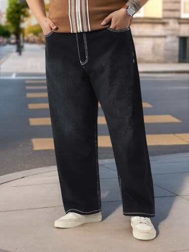 Image of Urbano Plus Men's Loose Baggy Fit Washed Jeans Non-Stretchable