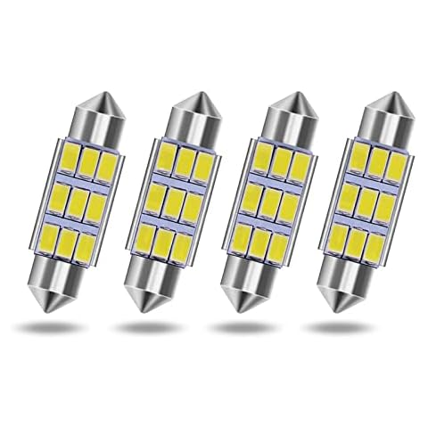 Ajxn 4 PCS LED Car Bulb, 6000K Pure White Bright Interior Car Lights, Super Bright 41 MM 1.61 Inch 9SMD 5630 Chipsets, Fit for Interior Map Door Dome Lights Cover