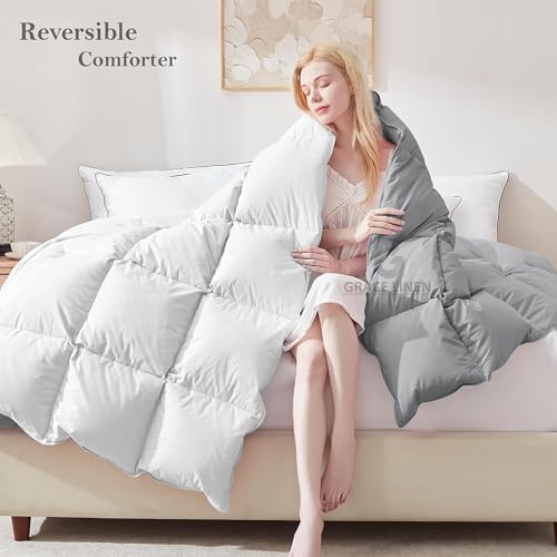 Image of 600 GSM Heavy Winter Comforter King Size 92 inchX106 inch - 600 GSM Winter Blanket Comforter /Rajai /Duvet Microfiber Super Soft Fluffy King Size - White /Silver Grey Color