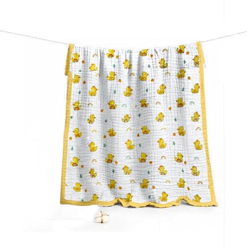 Image of 100% Cotton 6-Layer Muslin Baby Blanket - Duck Print | Super Soft, Breathable & All Seasons Multipurpose Blanket for Babies