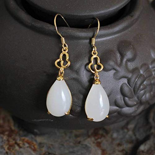Boucles d'oreilles pendantes en néphrite, cadeau idéal femmes
