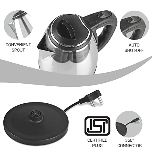 Image of Milton Go Electro Stainless Steel Electric Kettle 1500+Flip Lid 750 Thermosteel Bottle, Super Fast Boiling with 3X Protection Kettle-Overheat, Dry Boil Protection, Leak Proof, Vacuum Insulated, Silver