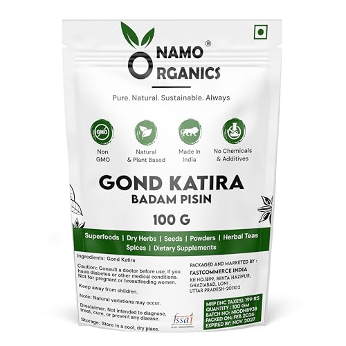 Image of Namo - 100g Gond Katira | Badam Gum Pisin - Tragacanth Gum | Almond Gum | Astragalus Gummifer | 100% Pure & Natural | Cooling Properties