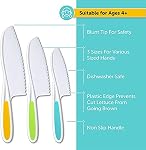 Kids Knife Set, Nylon Knives Safe Baking Cutting Cooking, Ideal Knives for Kids,Children's Beginners Cut Fruits Salad Veggies Cake,Firm Grip, Serrated Edges, 3-Piece Kid Friendly Knives