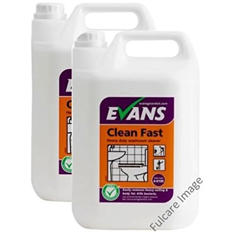 2 x Evans Clean Fast Perfumed Anti Bacterial Bathroom Cleaner 5Ltr Bottles Cover