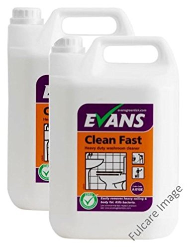 2 x Evans Clean Fast Perfumed Anti Bacterial Bathroom Cleaner 5Ltr Bottles