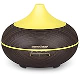 InnoGear 500ml Aromatherapy Essential Oil Diffuser Wood Grain Aroma Diffusers Cool Mist Humidifier with Timer Adjustable Mist 7 Color Changing Night Lights Waterless Auto Shut-Off