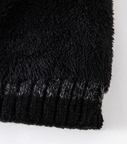 Lallier Winter 3Pcs Men's Wool Hat Scarf Touchscreen Gloves Set, Warm Beanie Skull Cap Scarf Thermal Glove Set For Men (Black) #TOP4