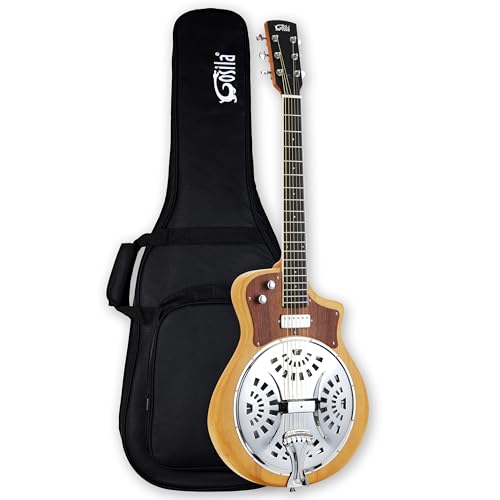 Gosila 6-String Electric Resonator Guitar Solid Paulownia Top & Body Okoume Neck Purple Heart Fingerboard HH Ceramic Pickups 635mm Scale Matte Finish Phosphor Bronze Strings