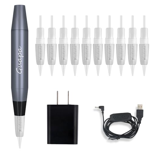 Portable Tattoo Machine Pen Eyebrow Lip Permanent Makeup Pen with 1R 3R Cartridge Needles for Ombre