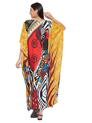 Image of Oussum Plus Size Kaftan Dresses for Women, Polyester Summer Caftan Cover Up Maxi Beach Dress, 1X-3X