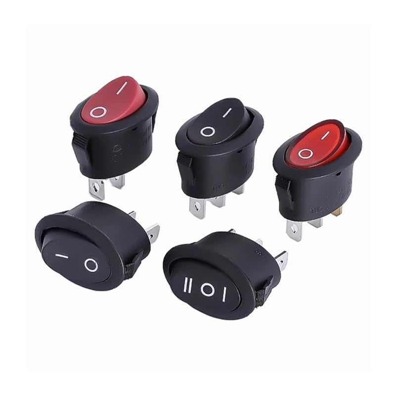 POWTAXBJGD 2PCS KCD1 Oval Rocker Switch ON-Off/ON-Off-ON 2 Pins / 3 Pins Fan/Kettle Switch Power Switch 6A 250VAC / 10A 125VAC(3PIN with lamp)