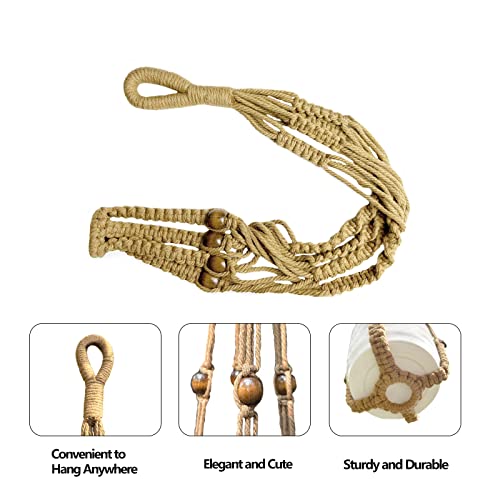 Camutkry Macrame Plant Hanger 23 Inch 2 Pack Indoor For 4 To 6 Inch Plant Pots Brown Holder No Tassels Boho Home Decor #TOP4