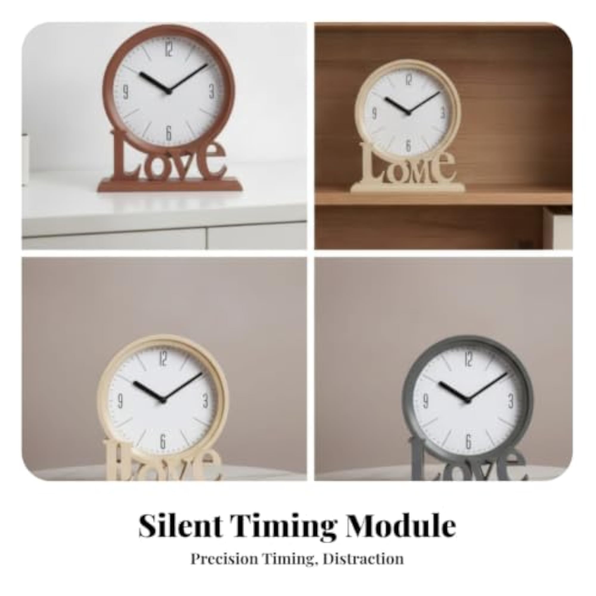 Decorative Retro Small Analog Table Clock with Pedestal Base, Beige