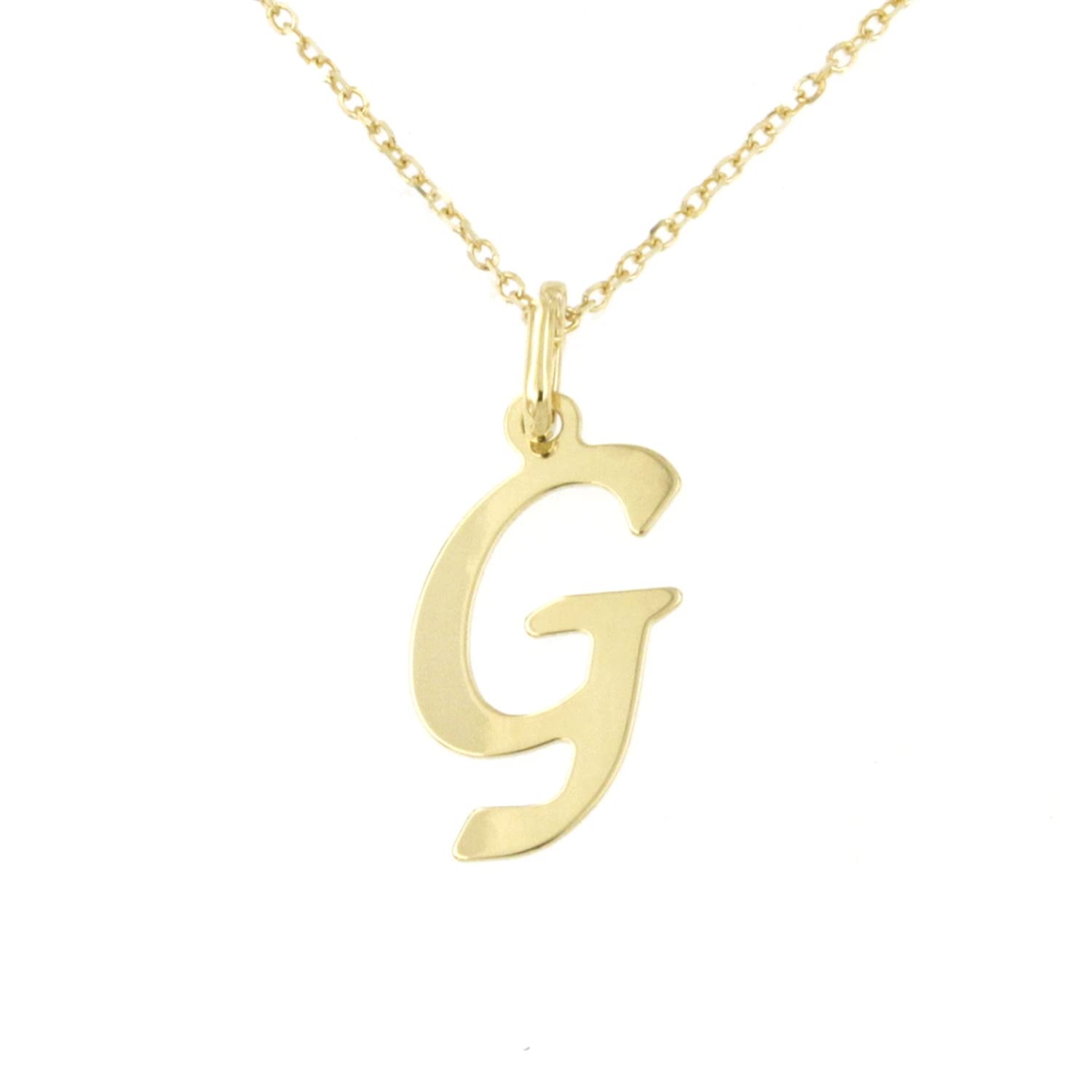 Lucchetta Schmuck Goldkette Damen 375 Echtgold Buchstabe Anhänger | 9 Karat Gelbgold, Initialen A-Z, 45 cm, für Damen