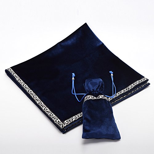 Blessume Square Altar Tarot Table Cloth Divination Wicca Velvet Cloth With Tarot Pouch Blue #TOP5