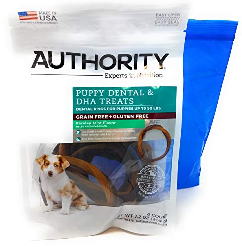 Authority Puppy Teething Rings Dental and DHA Treats (Pack of 2) and Tesadorz