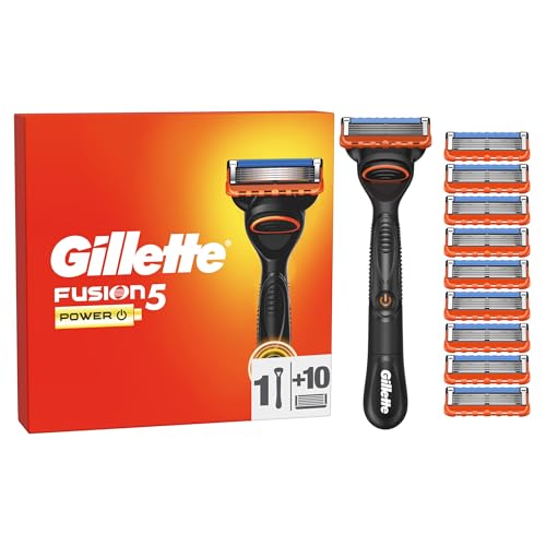 Gillette Fusion5 Power Maquinilla De Afeitar Para Hombre, 1 Maquinilla De Afeitar, 10 Recambios
