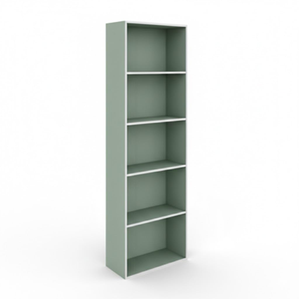 Generico Libreria colonna 4 ripiani design moderno colore verde salvia per soggiorno studio camera dimensioni 50 x 22,8 x 157,4 cm
