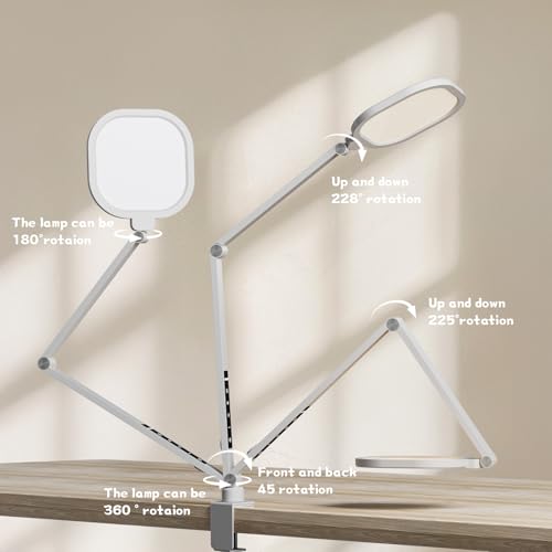 LitONES LED Desk Lamp for Home Office, 15W Desk Light with C- Clamp, Swing Arm, Memory & T - image 3