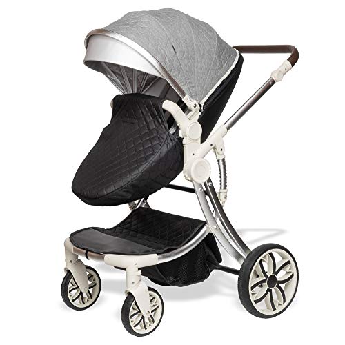 ib style® JUMA 3 in 1 Combi - Kinderwagen + Buggy |incl. Auto stoeltje |incl. Regenhoes |inklapbaar |ZWART/GRIJS - Afbeelding 5