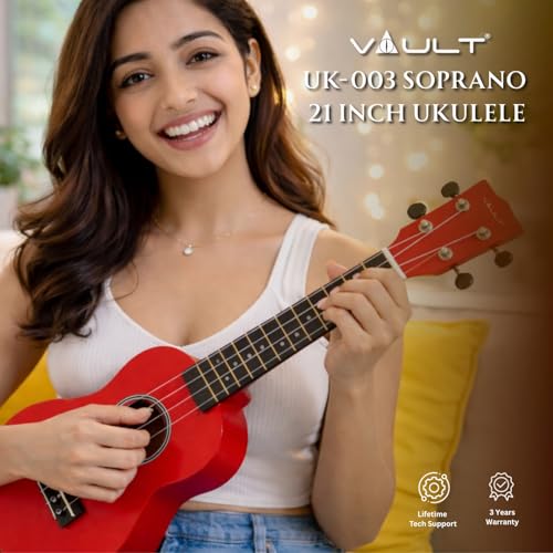Image of Vault UK-003 21 inch Soprano Colourful Ukulele With Gig Bag (Red)
