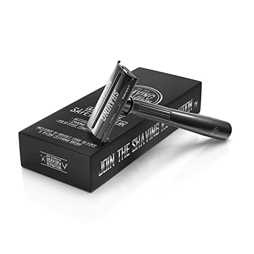 Image of Double Edge Safety Razor - Butterfly Open Razor with 10 Japanese Stainless Steel Blades - Close