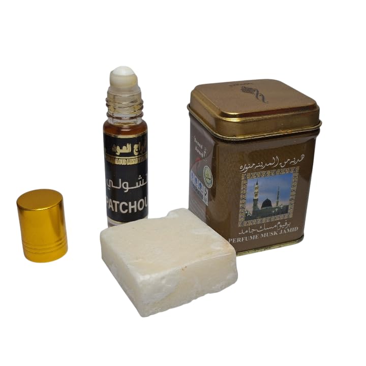 Pachuli Árabe Roll On 6 ml con Pastilla de Musk 25 gr, Perfume...