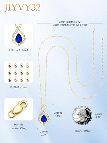 Infinity Necklaces for Women, White Gold/14K Gold/Rose Gold Forever Love Jewelry Gift with Birthstone Pendant for Wife Her Mom3