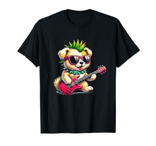 Cute Punk Puppy, Rock'n Roll Goth Dog, Guitar Band Funny T-Shirt
