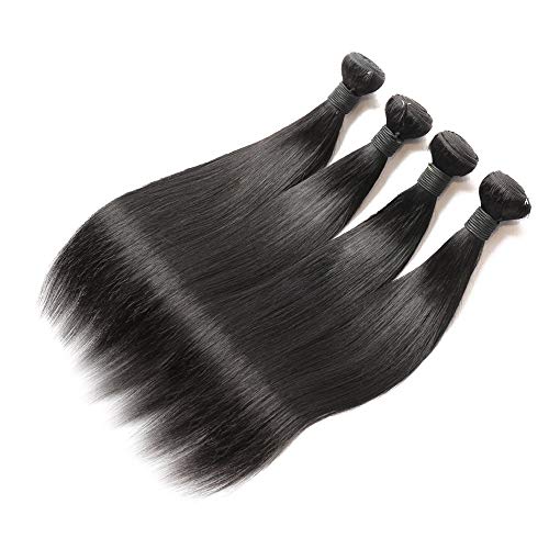 voguetrend brazilian virgin hair straight hair 4 bundles 14 16 18 20 inch 100% human hair bundles straight natural color soft and double strong weft