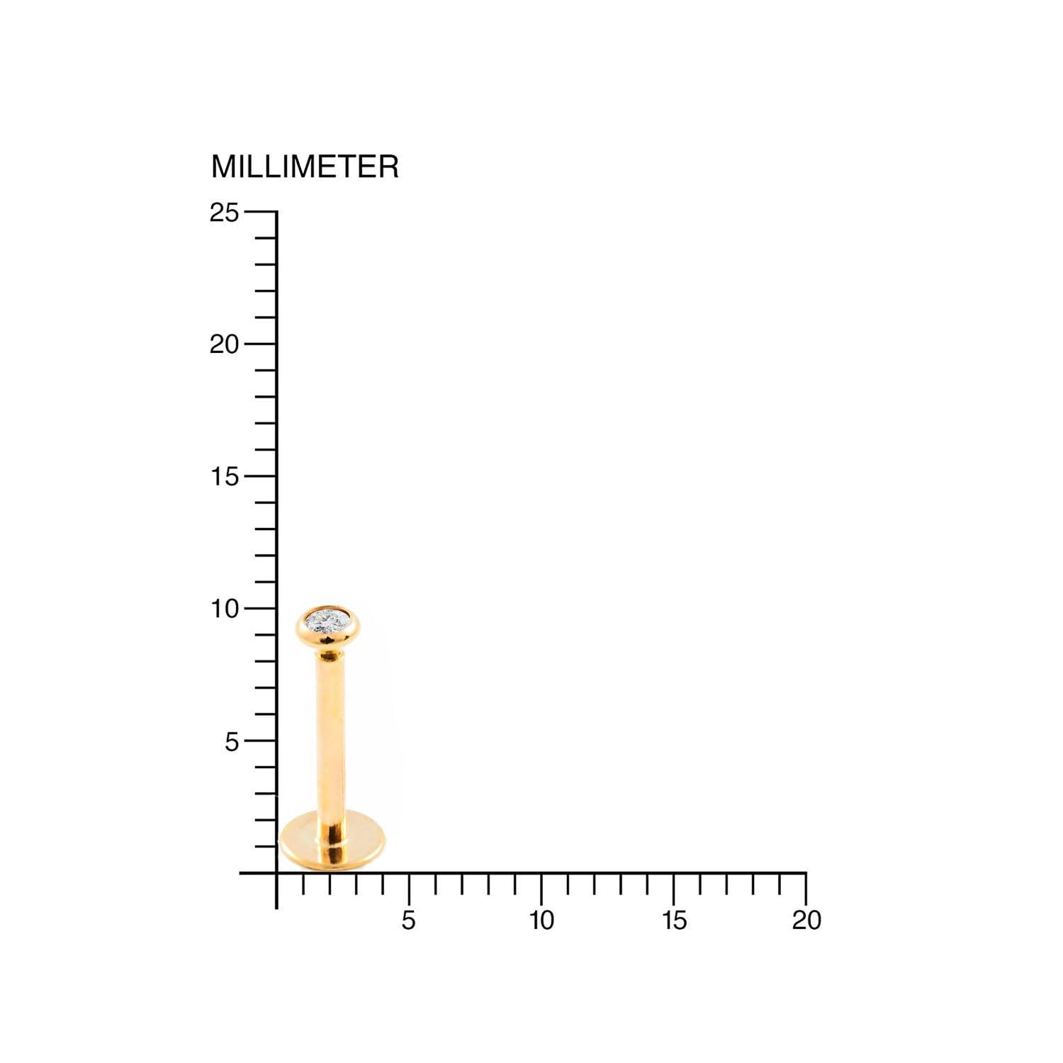 Monde Petit Piercing für Lippe Zirkon - Gelbgold 9 Karat (375) - Geschenkbox - Garantiezertifikat