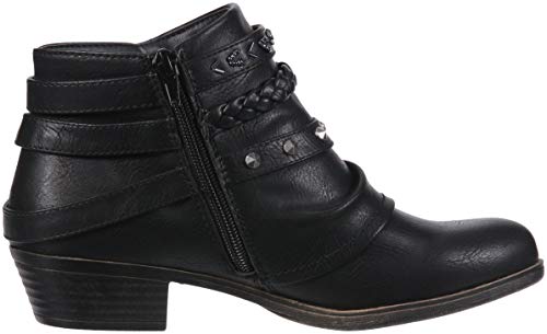 Sugar Women's Truth Triple Buckle Ankle Boot Ladies Side Zipper Bootie With Woven Wraparounds Studs And Overlay Black 6 #TOP5