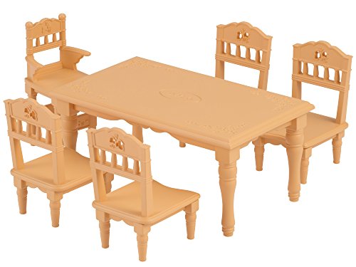 Sylvanian Families EPOCH Furniture Dining Table Set, Mosque-421, ST Mark Certified, for Ages 3 and Up, Toy, Dollhouse