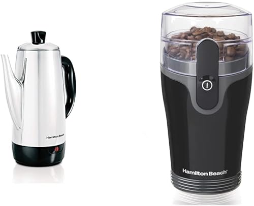 Miniatura 1 de Hamilton Beach Cafetera eléctrica de 12 tazas, acero inoxidable, preparación rápida, boquilla vintage y molinillo de café eléctrico para granos,