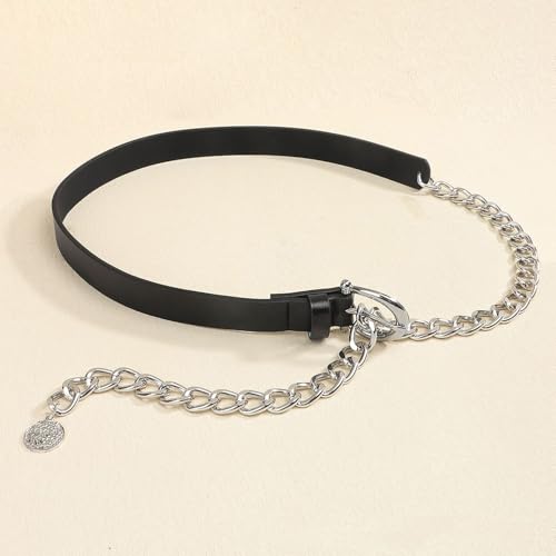 Women's Faux Leather Chain Belt Skinny Rhinestone Casual Bling Buckle Summer Belt For Dress3