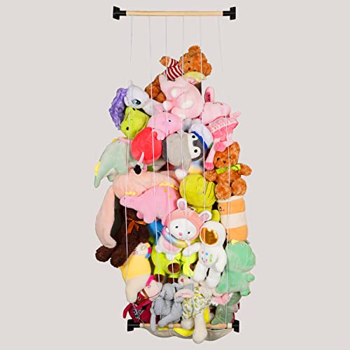Jtskfcl Stuffed Animal Toy Hammock Hanging Wood Country Style Animal Storage Organizer With Canvas Base Large Corner Plush Toys Holder For Nursery Play Room Bedroom Kid’s Room #TOP20