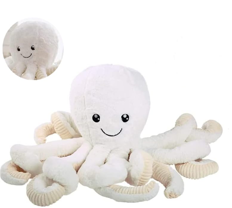 JOSON Cute Octopus Plush Toys, Soft Octopus Stuffed Animals, Girls and Boys Adult Birthday (16 Inch, White)