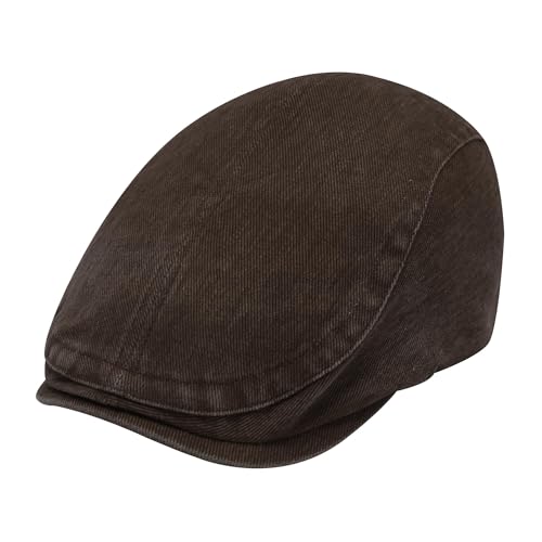 Image of ZLYC Men Cotton Flat Cap Summer Scally Ivy Gatsby Newsboy Beret Driver Cabbie Hunting Hat
